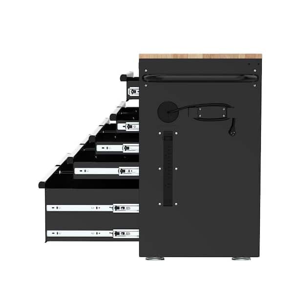 Husky - Tool Storage 46 in. W x 18 in. D 9-Drawer Mobile Workbench Cabinet in Gloss Black