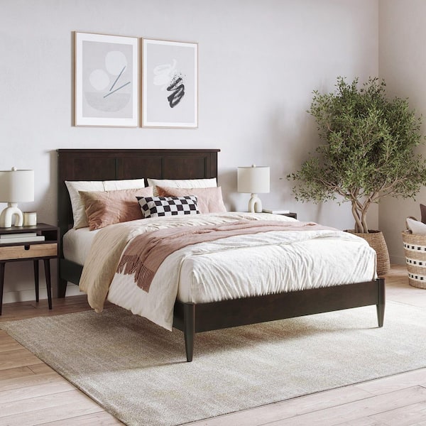 AFI Charlotte Brown Solid Wood Frame Full Low Profile Platform Bed
