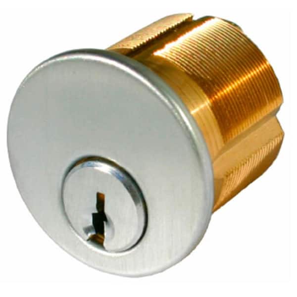 Taco 1 in. Satin Chrome Single Mortise Cylinder with Schlage Keyway