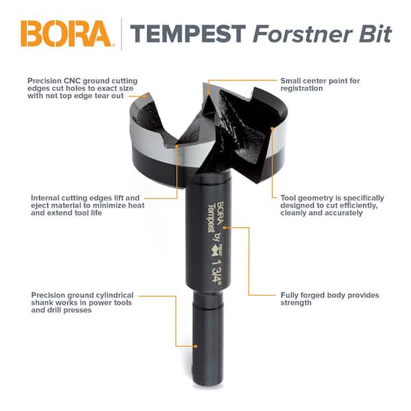 BORA 7-Piece Tempest Forstner Bit Set – 1/4
