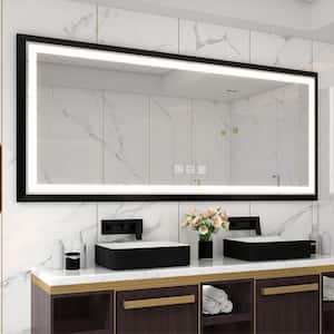 110 in. W x 40 in. H Rectangular Frameless LED Light Anti-Fog Wall Bathroom Vanity Mirror with Backlit and Front Light
