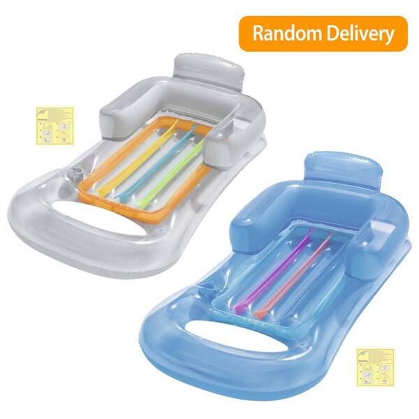 ITOPFOX 59 in. PVC Blue/Grey Inflatable Pool Float Raft, Headrest