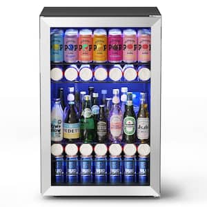21.1 in. Single Zone 180Cans Compressor BeverageCooler Refrigerator in StainlessSteel Frost Free with Adjustable Shelves