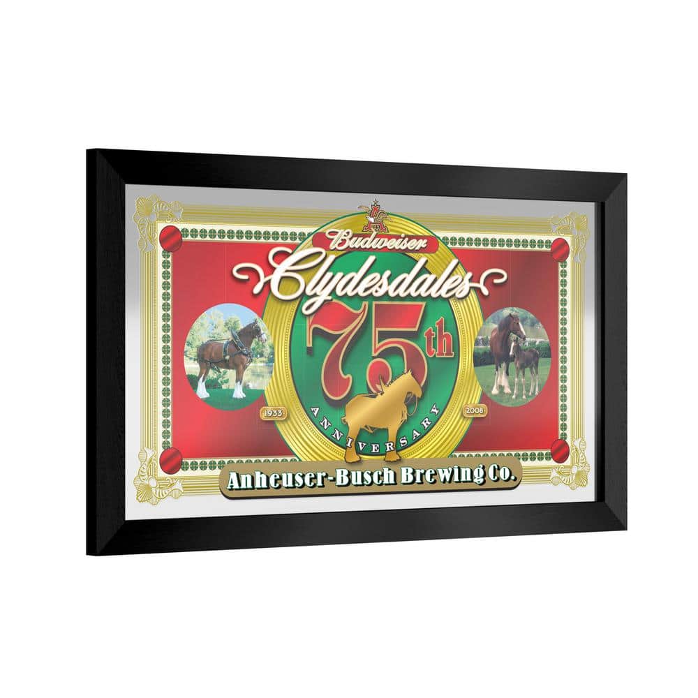 Budweiser Clydesdale 26 in. W x 15 in. H Wood Black Framed Mirror