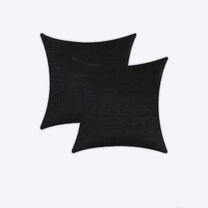 24 in. x 24 in. Black Outdoor Waterproof Pillow Covers Throw Pillow (Pack of 2)