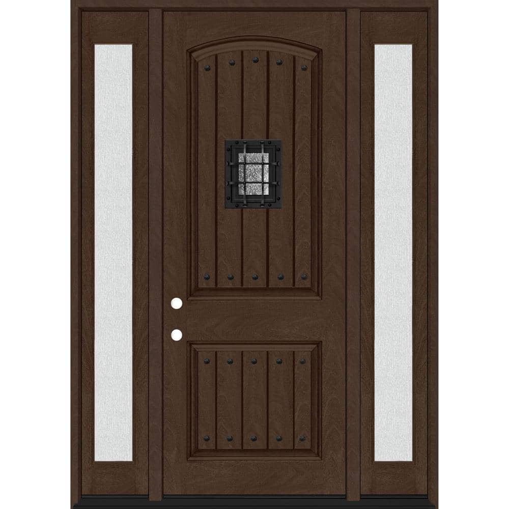 Regency 64 in. x 96 in. 2P Plank Cavalier Speakeasy RHIS Hickory Stain Fiberglass Prehung Front Door w/Dbl 12in. Rain SL price history on PriceWatchPro