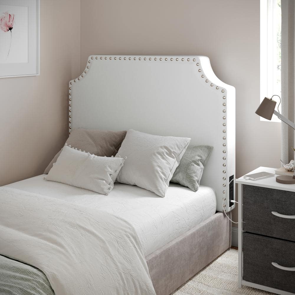 【EEUN】Dual Edge Chic Carnegy Avenue Adeline Contoured Twin Headboard with 2-Power