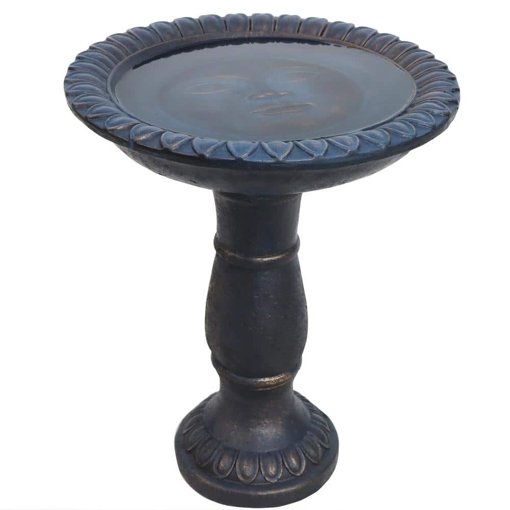 Gray Glass Fiber Reinforced Concrete Sun Design Bird Bath - 26"