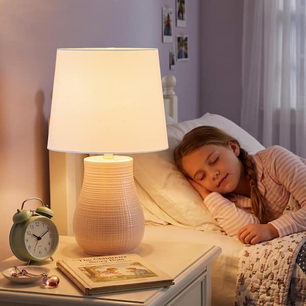 C Cattleya 19.25 in. Pink Crackle Glaze Ceramic Table Lamp with