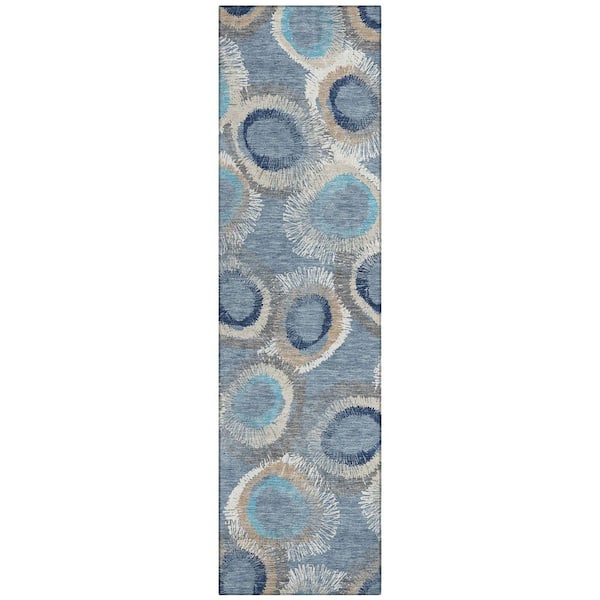 Addison Rugs Chantille Machine Washable Indoor/Outdoor Abstract ACN2278 Denim 2 ft. 3 in. x 7 ft. 6 in. Runner Rug