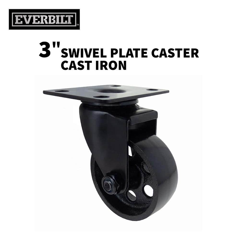 3 in. Black Cast Iron Swivel Plate Caster with 300 lbs. Load Rating price history on PriceWatchPro