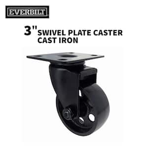 3 in. Black Cast Iron Swivel Plate Caster with 300 lbs. Load Rating