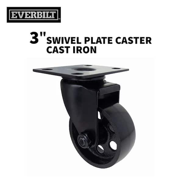 Everbilt 3 in. Black Cast Iron Swivel Plate Caster with 300 lbs. Load ...