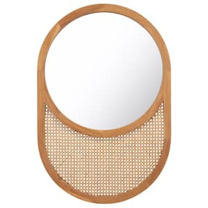 Danya 23.7 in. W x 35.5 in. H Wood Round Modern Natural Wall Mirror