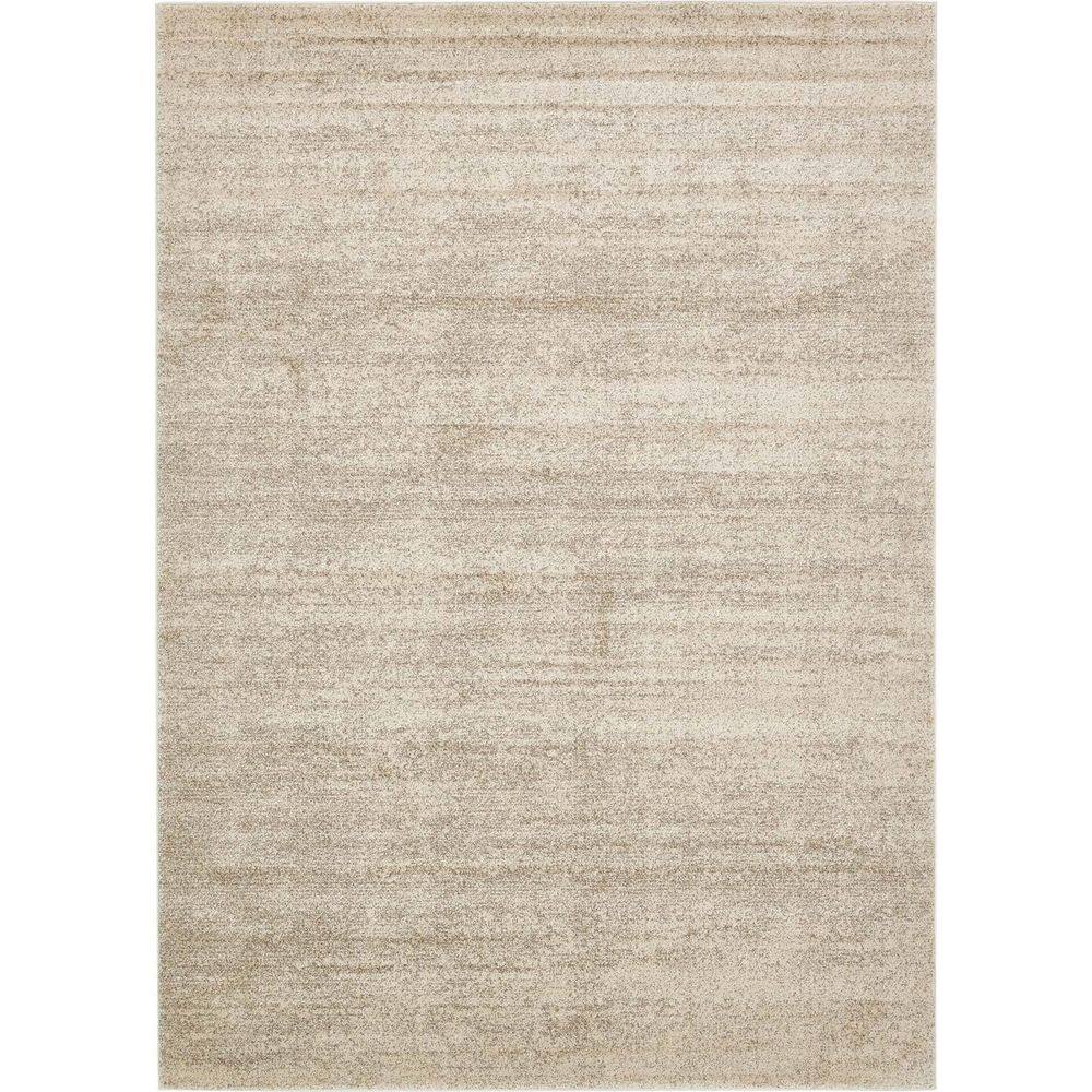 Beige Polypropylene 6 ft. x 9 ft. Solid Color Indoor Area Rug