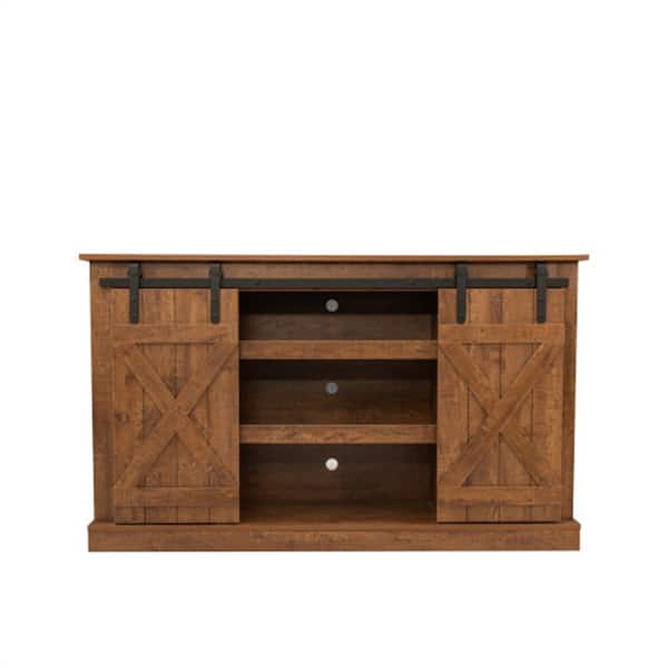 ZIRUWU 15.50 in. Walnut TV Stand Fits TV's Up to 55 in.