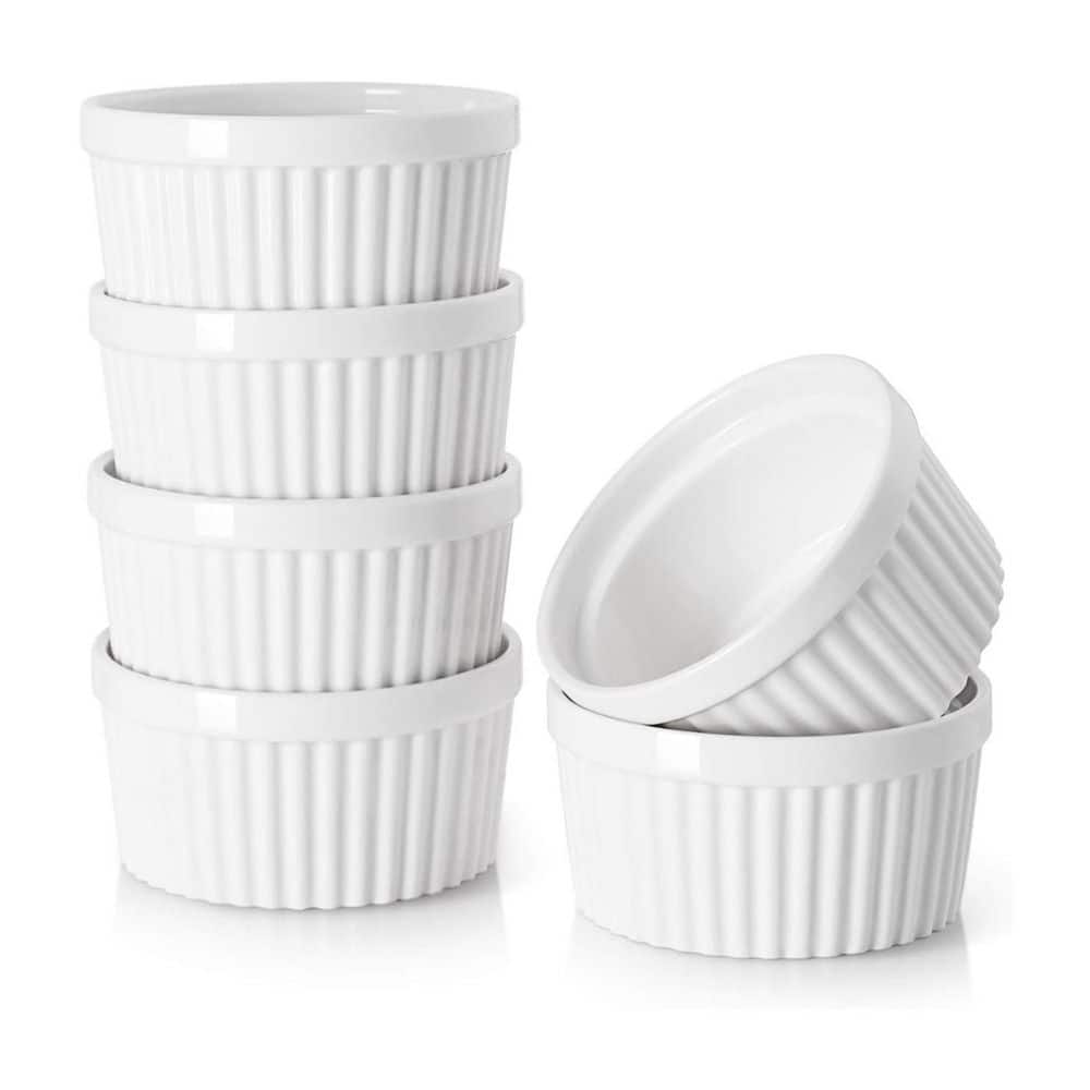 LAIFUCAM 6-Piece Round Porcelain Ramekin Set Oven Safe for Baking ...