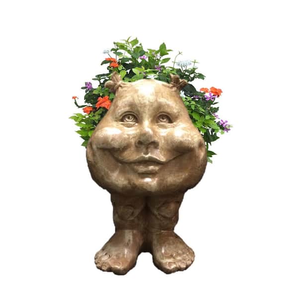 HOMESTYLES 8.5 in. Stone Wash Sister Suzy Q the Muggly Face Statue Planter Holds 3 in. Pot