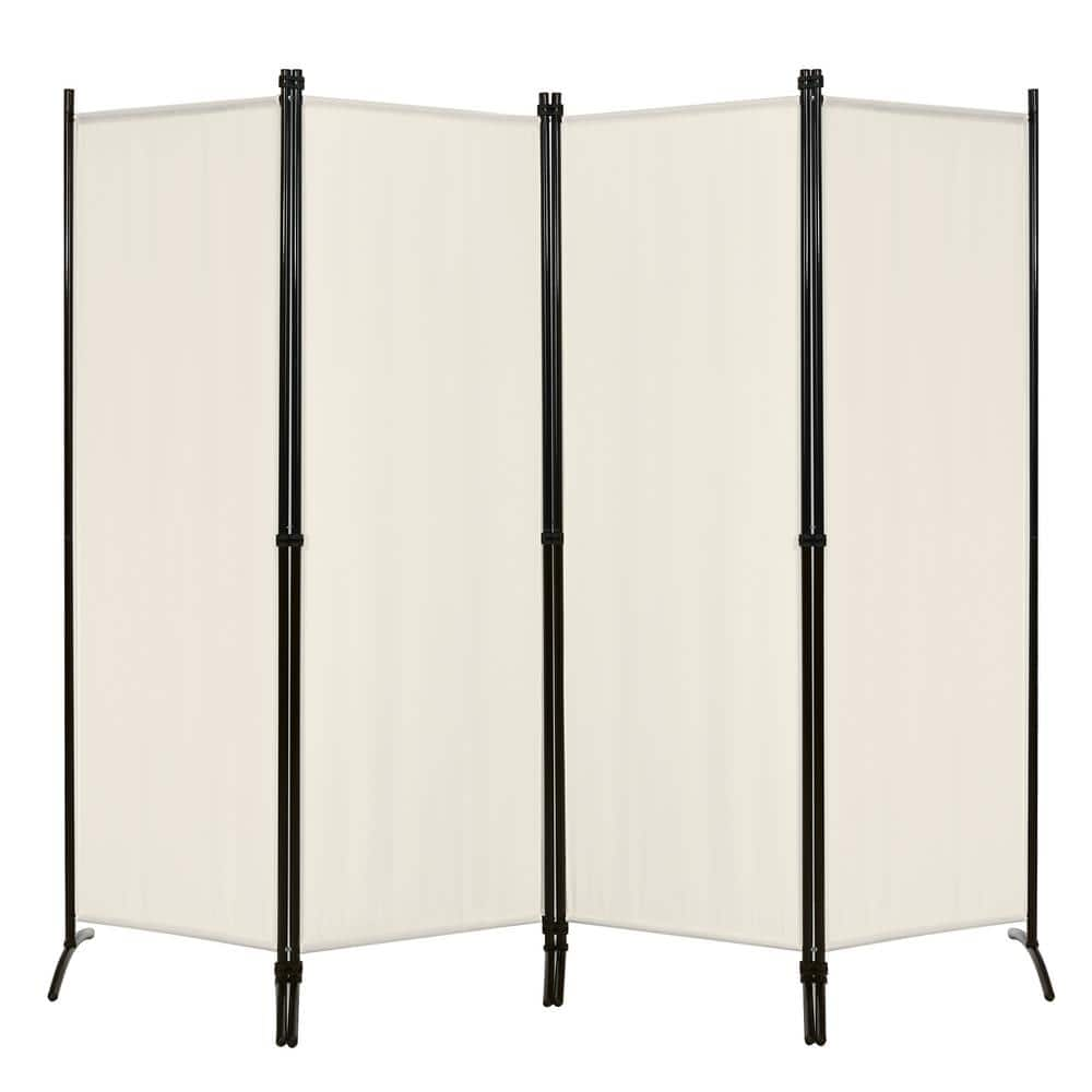 HONEY JOY 5.6 ft. Tall White 4-Panel Privacy Screen Folding Room ...