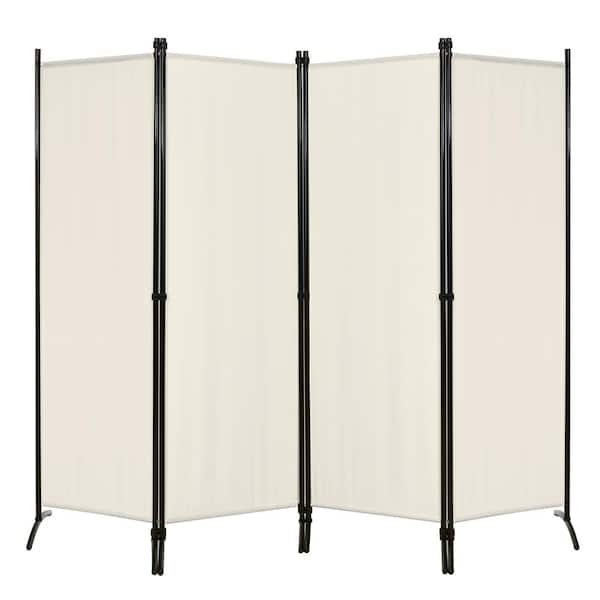 HONEY JOY 5.6 ft. Tall White 4-Panel Privacy Screen Folding Room Divider Freestanding with Iron Frame