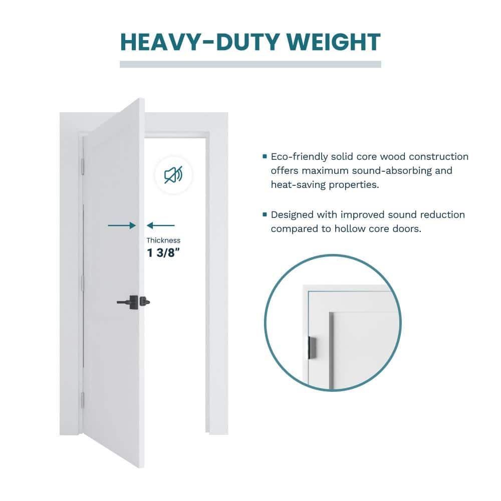 60 in. x 80 in. White Solid Core Double Prehung French Door