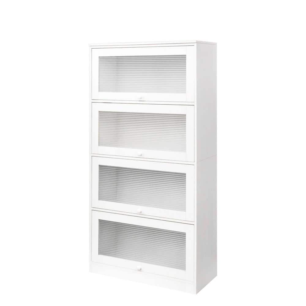 63 in. Tall White Wood Bookshelf Bookcases with Interior Shelves, Office St