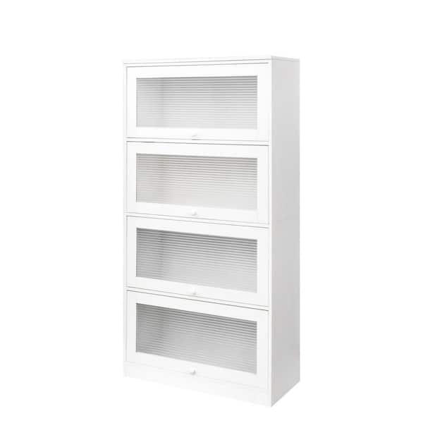 Unbranded 63 in. Tall White Wood Bookshelf Bookcases with Interior Shelves, Office Storage Cabinet, Dustproof Bookshelf