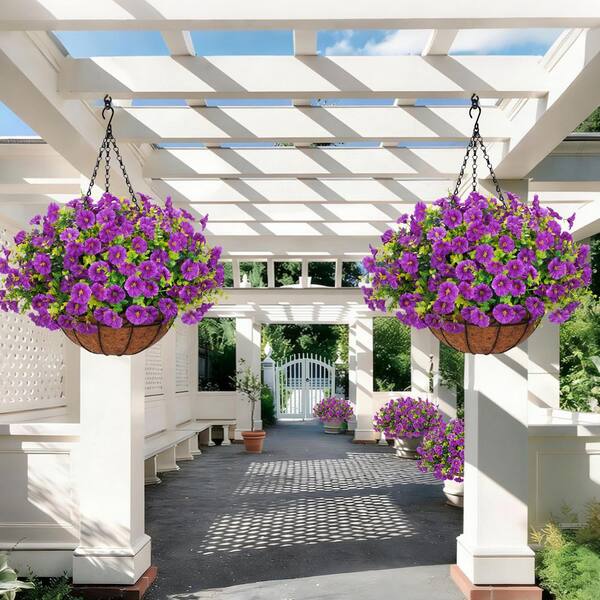 アメリカンフラワー淡パープル 23.6 in. Purple Indoor/Outdoor Hanging Artificial Petunia Flowers