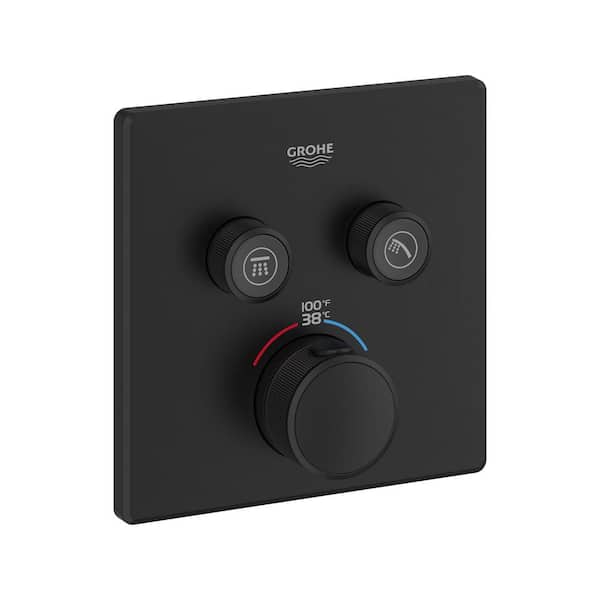 GROHE Grohtherm Smart Control Dual Function Square Thermostatic Trim with Control Module in Matte Black