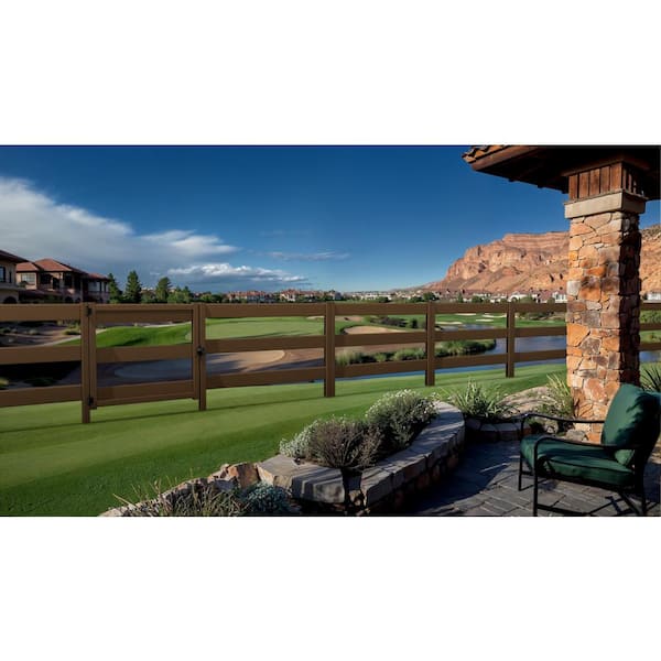 Composite Modern 3-Board Ranch Rail (4 ft. H x 5.75 ft. W) Rosewood