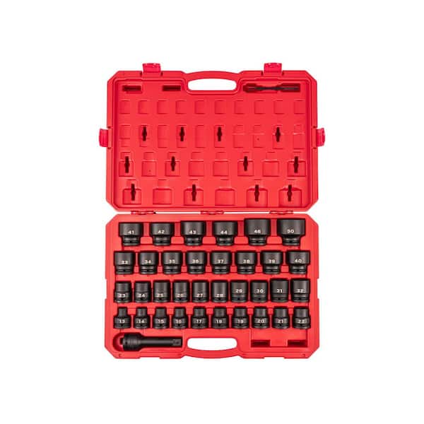 3/4 in. Drive 6-Point Impact Socket Set with Case, 36-Piece (13-50 mm)