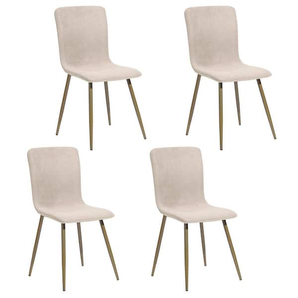 Beige, Gold Metal Side Chair (Set of 4)