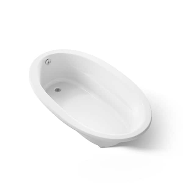 KOHLER Sunward 72 in. x 42 in. Oval Soaking Bathtub with Reversible Drain in White, Under-mountable