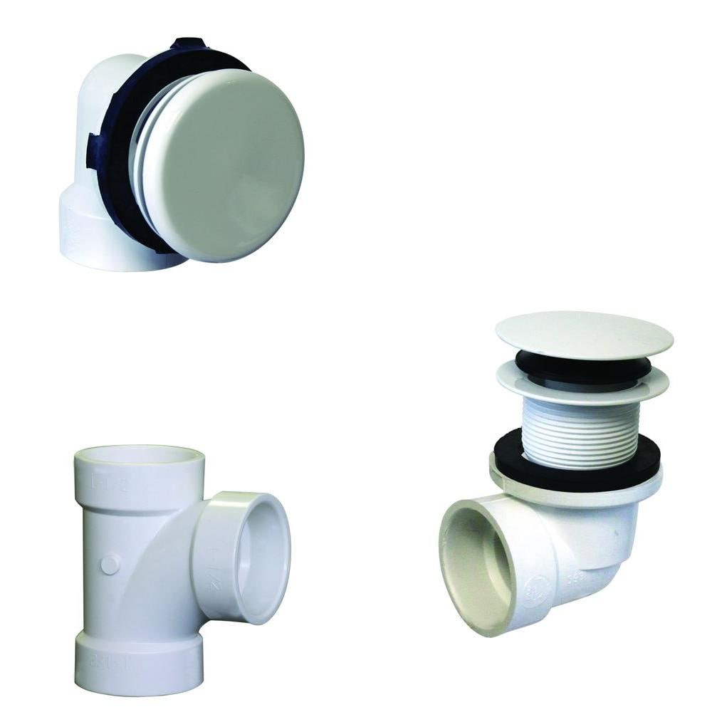 Illusionary Overflow, Sch. 40 PVC Plumbers Pack with Tip-Toe Bath Drain in 
