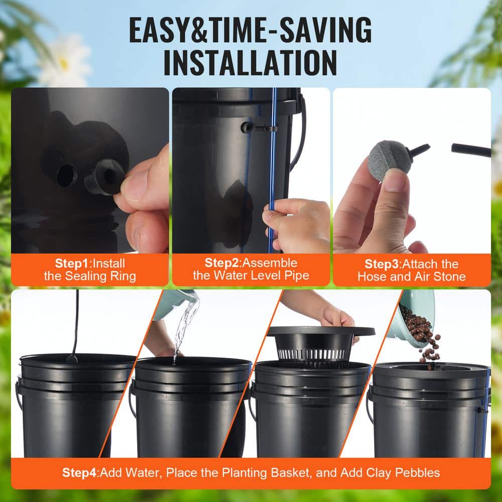 Black 5-Gallon Hydroponic Grow System with Air Pump