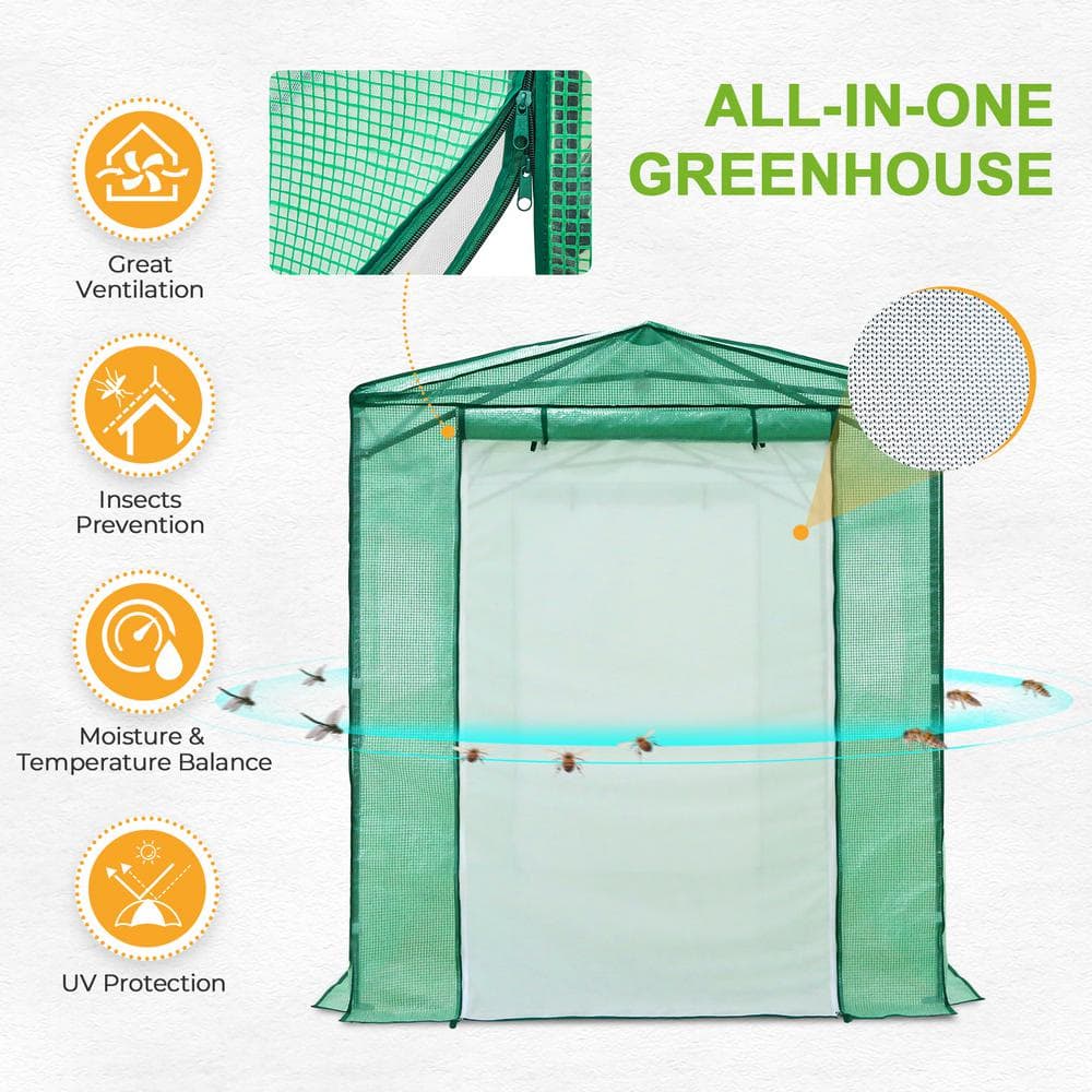 Eagle Peak 8x6 Green Steel Frame Walk-In Greenhouse
