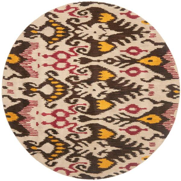 Gray and Yellow Floral Ikat Bath Mat