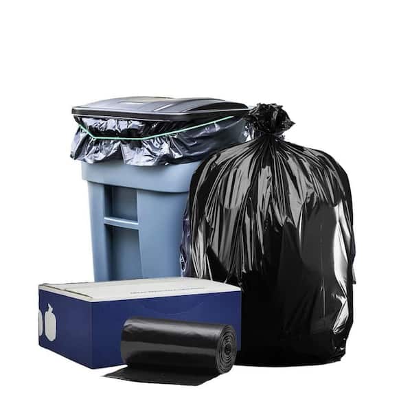 Plasticplace 61 in. W x 68 in. H 95 Gal. - 96 Gal. 1.2 mil Black Trash Bags or Rolls (50-Case)
