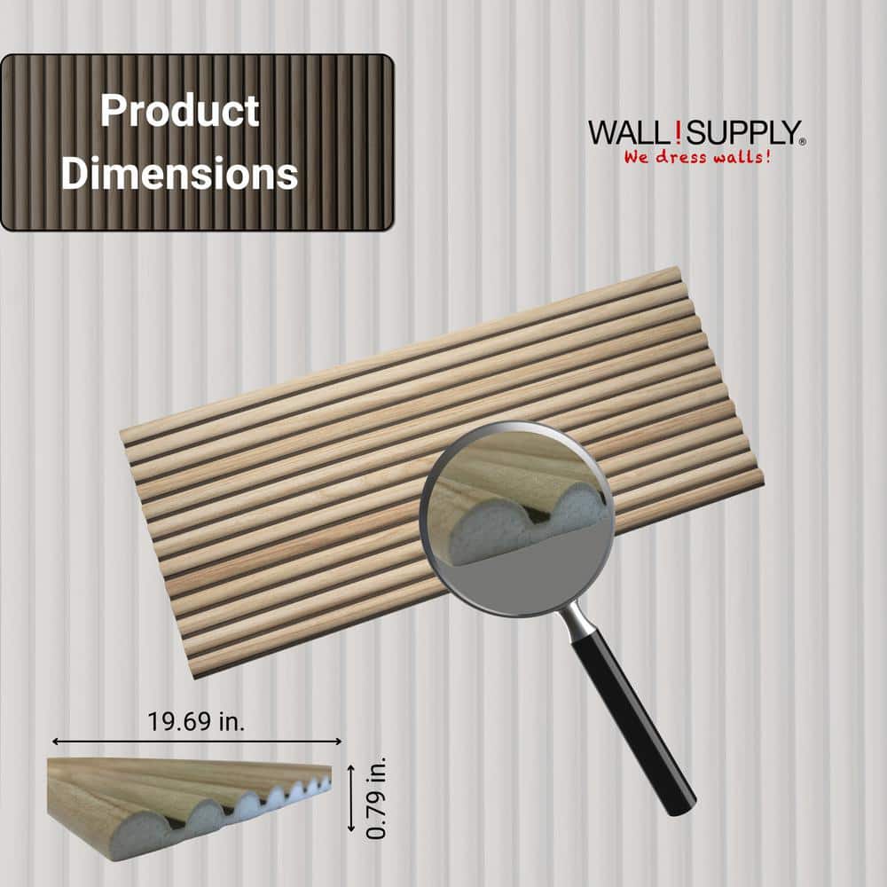 Natural 3D Textured Wall Panel Set, 19.69" x 45.67"