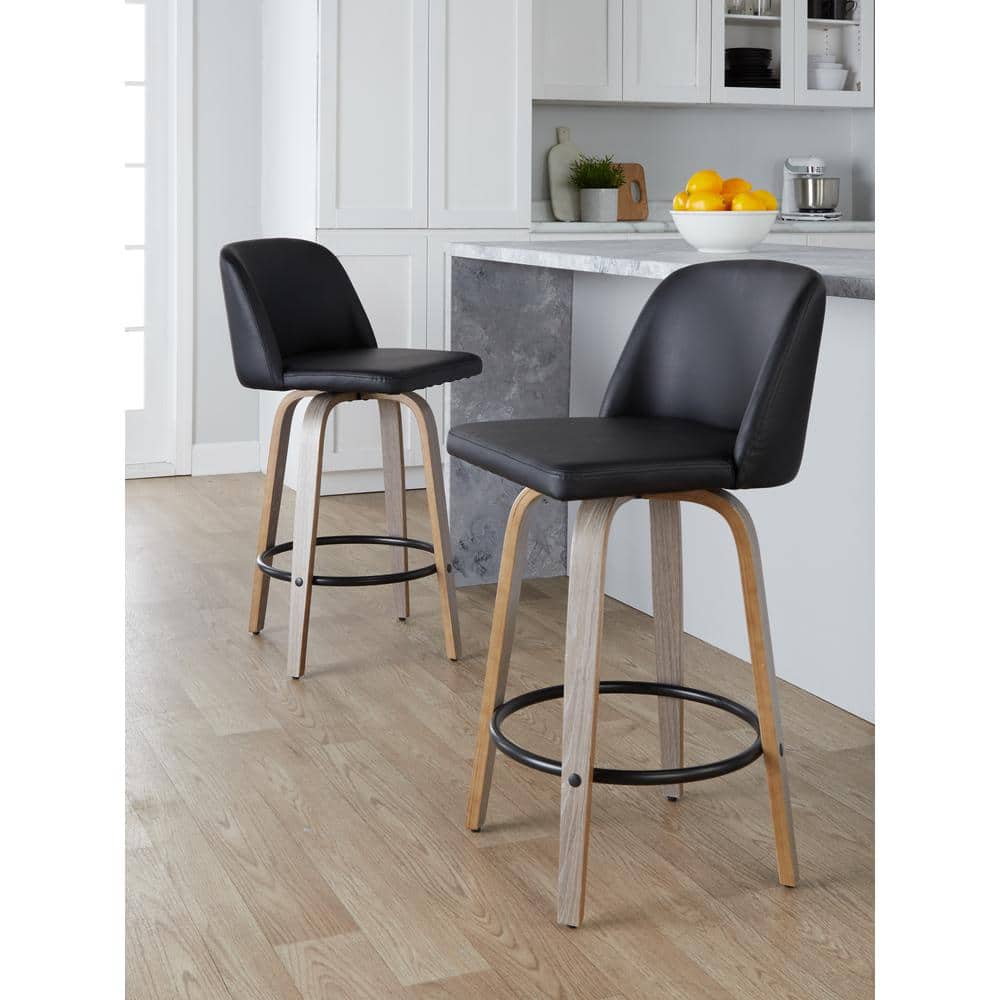 Toriano Gray and Black Swivel Counter Stool Set