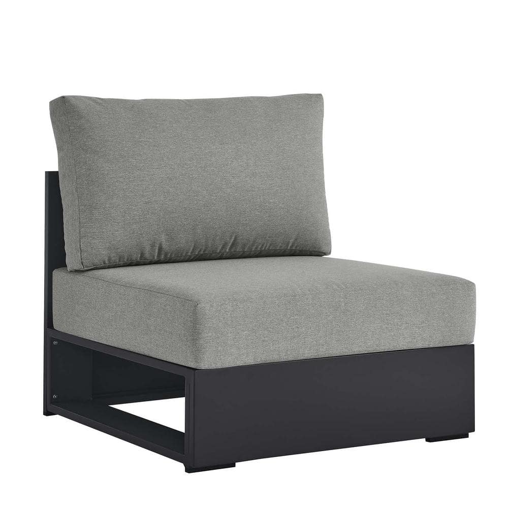 Gray Aluminum Armless Patio Chair with Weather-Resistant Cushions