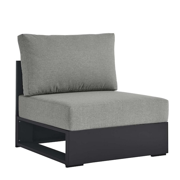 Tahoe Outdoor Patio Powder-Coated Aluminum Modular Armless Chair in Gray Gray