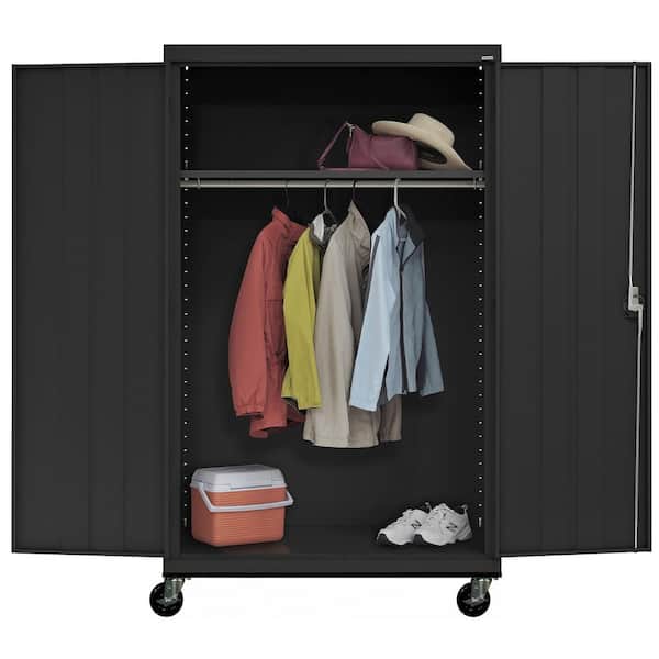 Transport Wardrobe Series 46 in. W x 78 in. H x 24 in. D 22-Gauge 4-Shelf Freestanding Storage Cabinet in Black