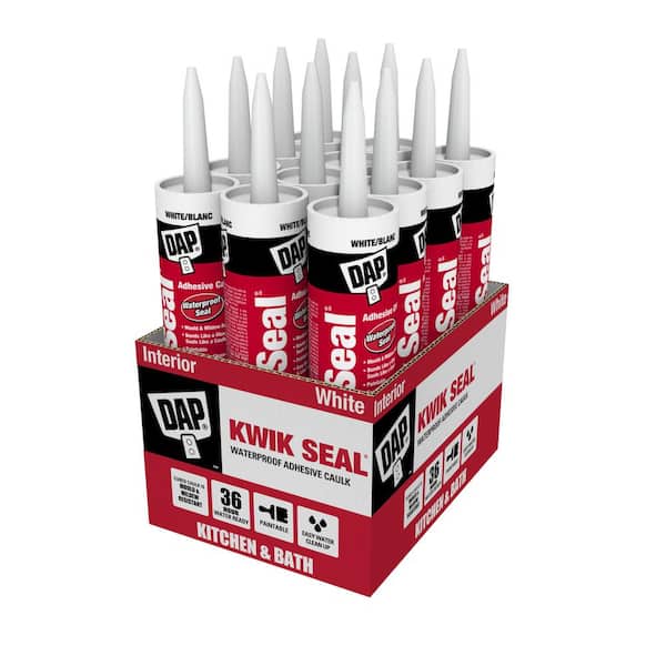 DAP Kwik Seal 10.1 oz. White Kitchen and Bath Adhesive Caulk (12-Pack)