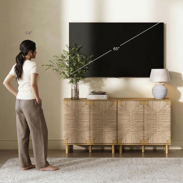 Nathan James Beacon 31 in. Natural Light Wood Accent Cabinet with