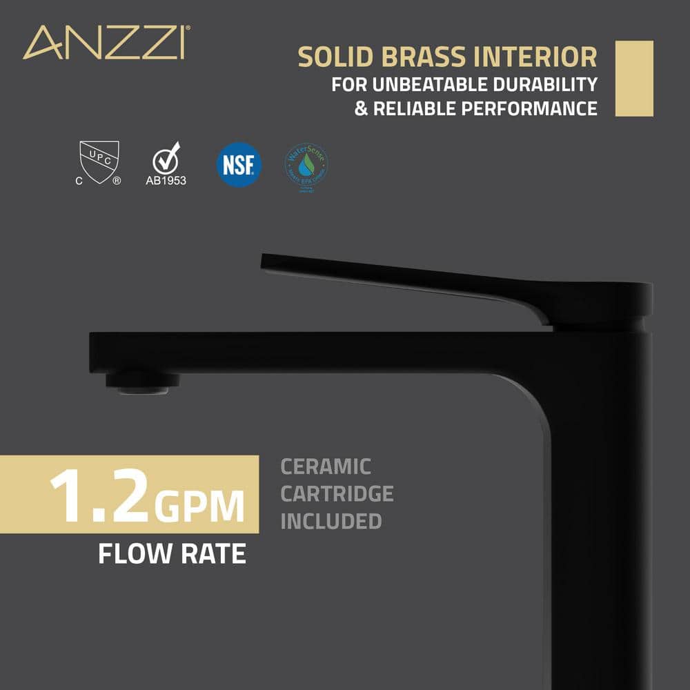 Matte Black and Brushed Nickel Single Handle Bathroom Faucet