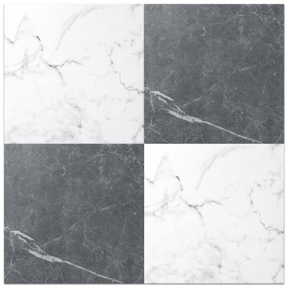 Art3d Black and White Marble 12MIL 12