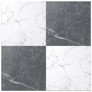 Black and White Marble 12MIL 12" x 12" Waterproof Self Adhesive Vinyl Flooring Tile for Kitchen Bedroom (30 sq. ft.)