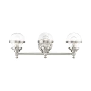 Bellhurst 24 in. 3-Light Brushed Nickel Vanity Light with Clear Glass