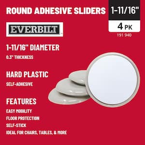 1-11/16 in. Beige Round Self-Adhesive Plastic Heavy Duty Furniture Slider Glides for Carpeted Floors (4-Pack)